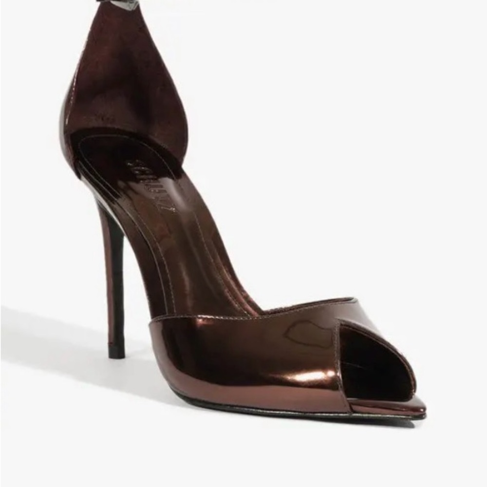 SCHUTZ Metallic Brown Peep-Toe Heels